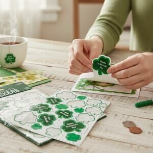 Vintage Gibson Stickers 1994 St Patrick's Day Leprechaun 4 1/2 Sheets